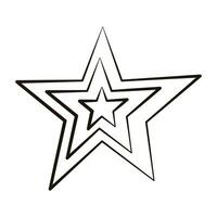 Vector hand drawn black outline stars design isolated white background