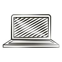 Vector laptop hand drawn icon computer front view