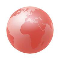 Vector vector world globe map. north america centered map. red planet sphere icon