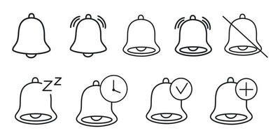 Notification bells icon. Incoming inbox message, new message, ringing bell, alarm alert. Concept editable stroke outline line icons set flat vector illustration.  64 x 64.