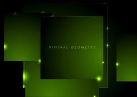 Abstract green glowing shiny squares minimal background vector