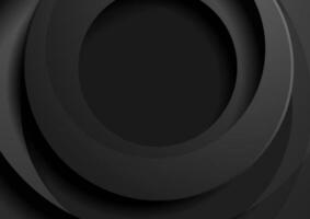 Black geometric tech background with circles vector