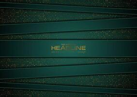 Dark green and golden abstract tech geometric background vector