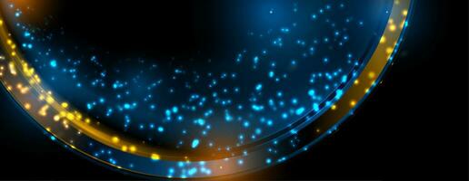 Blue orange glowing shiny wave with sparkling lights vector