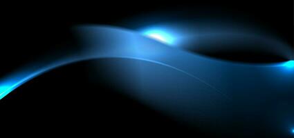 Glowing blue shiny smooth flowing waves abstract background vector