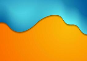 Blue orange abstract liquid waves corporate background vector