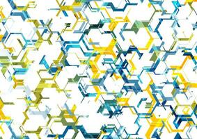 Abstract blue yellow tech hexagonal pattern background vector