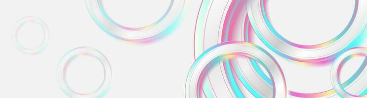 Holographic circles geometric abstract tech background vector