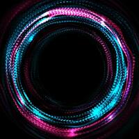 Glowing liquid rings and neon dots abstract background vector