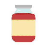 Vector vector icon a jar of homemade jam with a rustic wooden lid