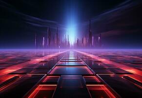 Ai Generated Neon illuminated futuristic backdrop realistic image, ultra hd, high design very detailed photo