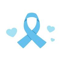 Vector blue ribbon symbol of breast cancer disease vector illustration isolated on background