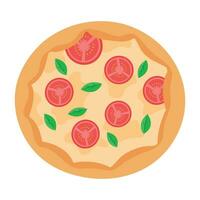 vector Fresco Pizza con tomate queso aceituna salchicha cebolla albahaca tradicional italiano rápido comida parte superior ver