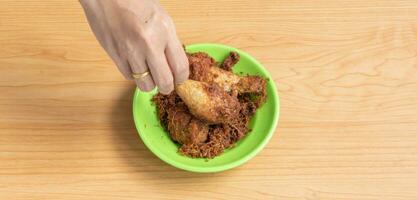 Ayam goreng Kalasan, Indonesia traditional cuisine made from fried chicken photo