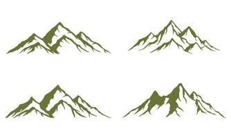 Collection of hand drawn line art mountain logo vector