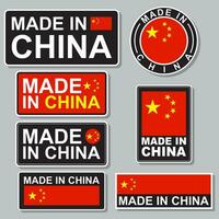 Collection of Made in China badge decal of various shape vector