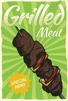 grilled meat poster template for print vector