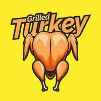 grilled turkey chicken logo template vector