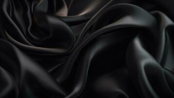 Smooth and Soft Black Satin Silk Background. Generative AI photo