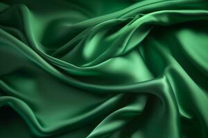 Smooth and Soft Green Satin Silk Background. Generative AI photo