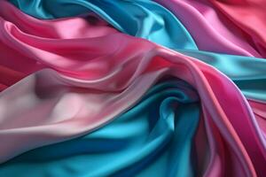 Smooth and Soft pink and  blue Satin Silk Background. Generative AI photo