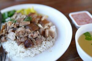 Thai food, pork leg rice photo