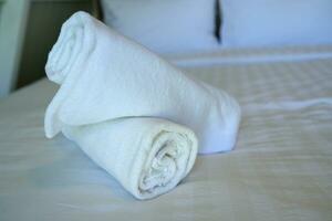 Towels for tourists in accommodations photo