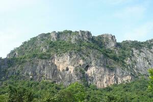 Limestone mountains in Thailand There are many bats living there. photo