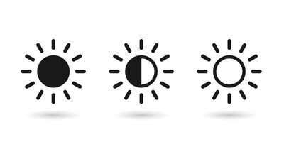 Brightness control icons set. Contrast level icon. Screen brightness and contrast level settings icon. vector