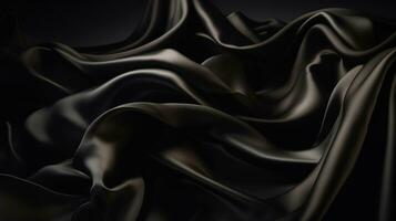 Smooth and Soft Black Satin Silk Background. Generative AI photo