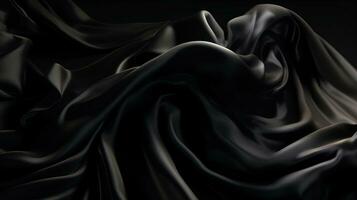 Smooth and Soft Black Satin Silk Background. Generative AI photo