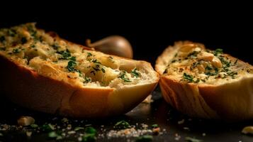 Freshly Baked Homemade Garlic Bread with a Mouthwatering Fragrance, Generative AI photo