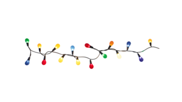 String of Christmas lights isolated on transparent background. Generative ai png