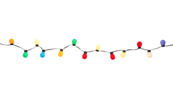 String of Christmas lights isolated on transparent background. Generative ai png