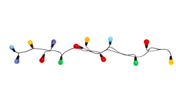 String of Christmas lights isolated on transparent background. Generative ai png