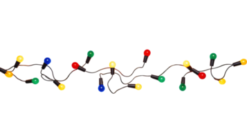 String of Christmas lights isolated on transparent background. Generative ai png