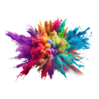 explosion of colored powder. clipart for design. isolated on transparent background. Generative ai png