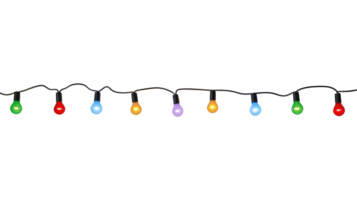 String of Christmas lights isolated on transparent background. Generative ai png