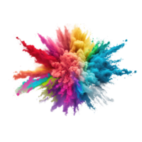 Explosion von farbig Pulver. Clip Art zum Design. isoliert auf transparent Hintergrund. generativ ai png