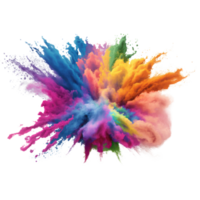 Explosion von farbig Pulver. Clip Art zum Design. isoliert auf transparent Hintergrund. generativ ai png