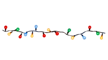 String of Christmas lights isolated on transparent background. Generative ai png