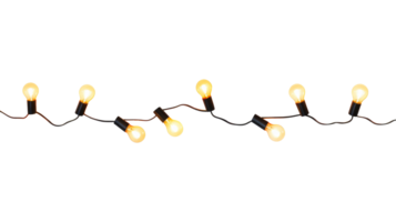 String of Christmas lights isolated on transparent background. Generative ai png