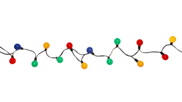 String of Christmas lights isolated on transparent background. Generative ai png