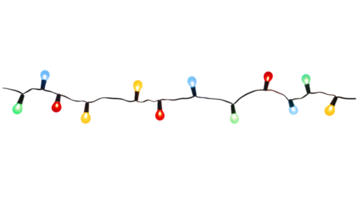 String of Christmas lights isolated on transparent background. Generative ai png