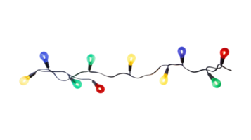 String of Christmas lights isolated on transparent background. Generative ai png