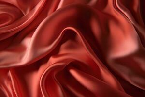 Smooth and Soft red Satin Silk Background. Generative AI photo