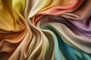 Smooth and Soft pastel rainbow Satin Silk Background. created. Generative AI photo