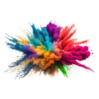 explosion of colored powder. clipart for design. isolated on transparent background. Generative ai png