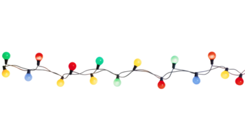 String of Christmas lights isolated on transparent background. Generative ai png