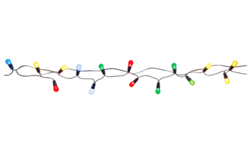 String of Christmas lights isolated on transparent background. Generative ai png